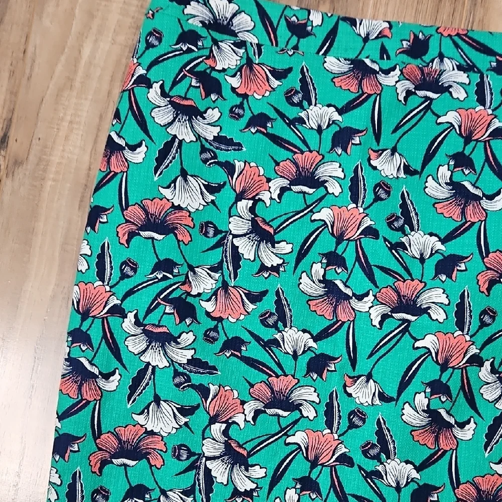 J. By J. Crew Women's Twill Floral Teal Pencil Skirt 12
